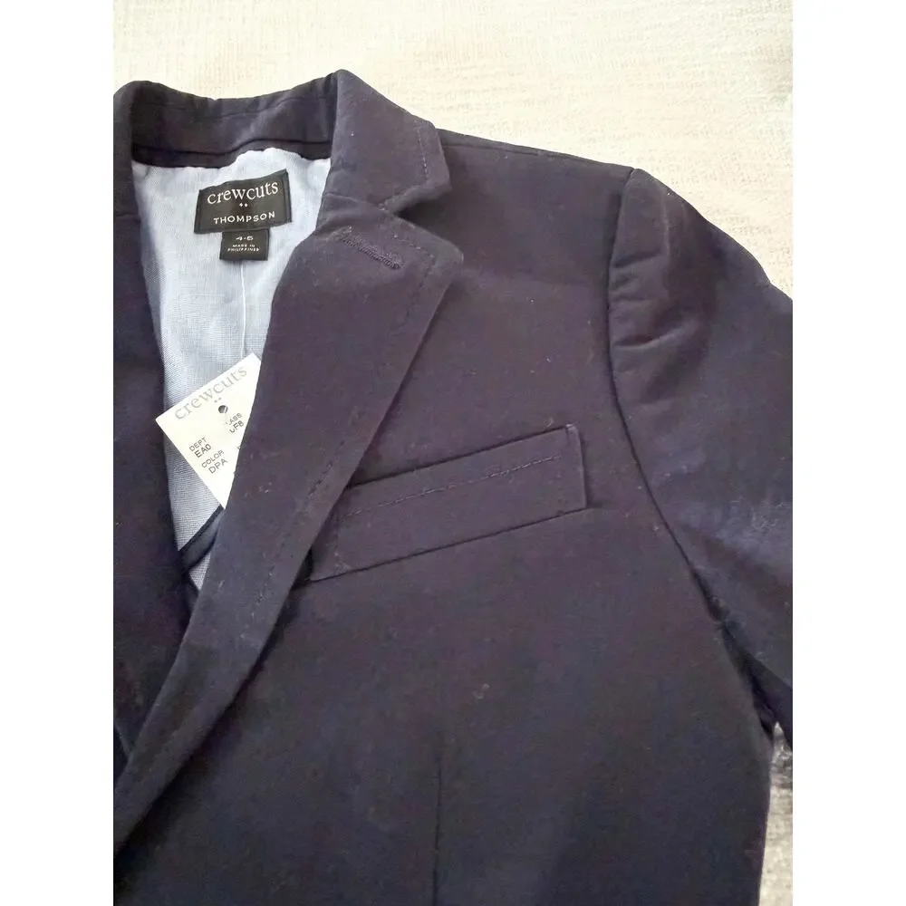 Crewcuts Factory‎ | NWT Boys' Thompson Flex Chino Suit Jacket Dark Pacific | 4-5
